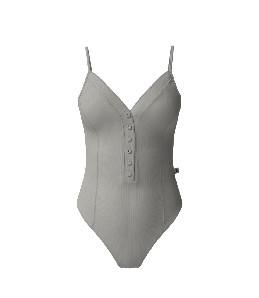 Ribbed Cotton Buttoned Body Spaghetti Strap