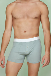 Ribbed Cotton Boxer Briefs with Buttons