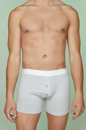 Ribbed Cotton Boxer Briefs with Buttons