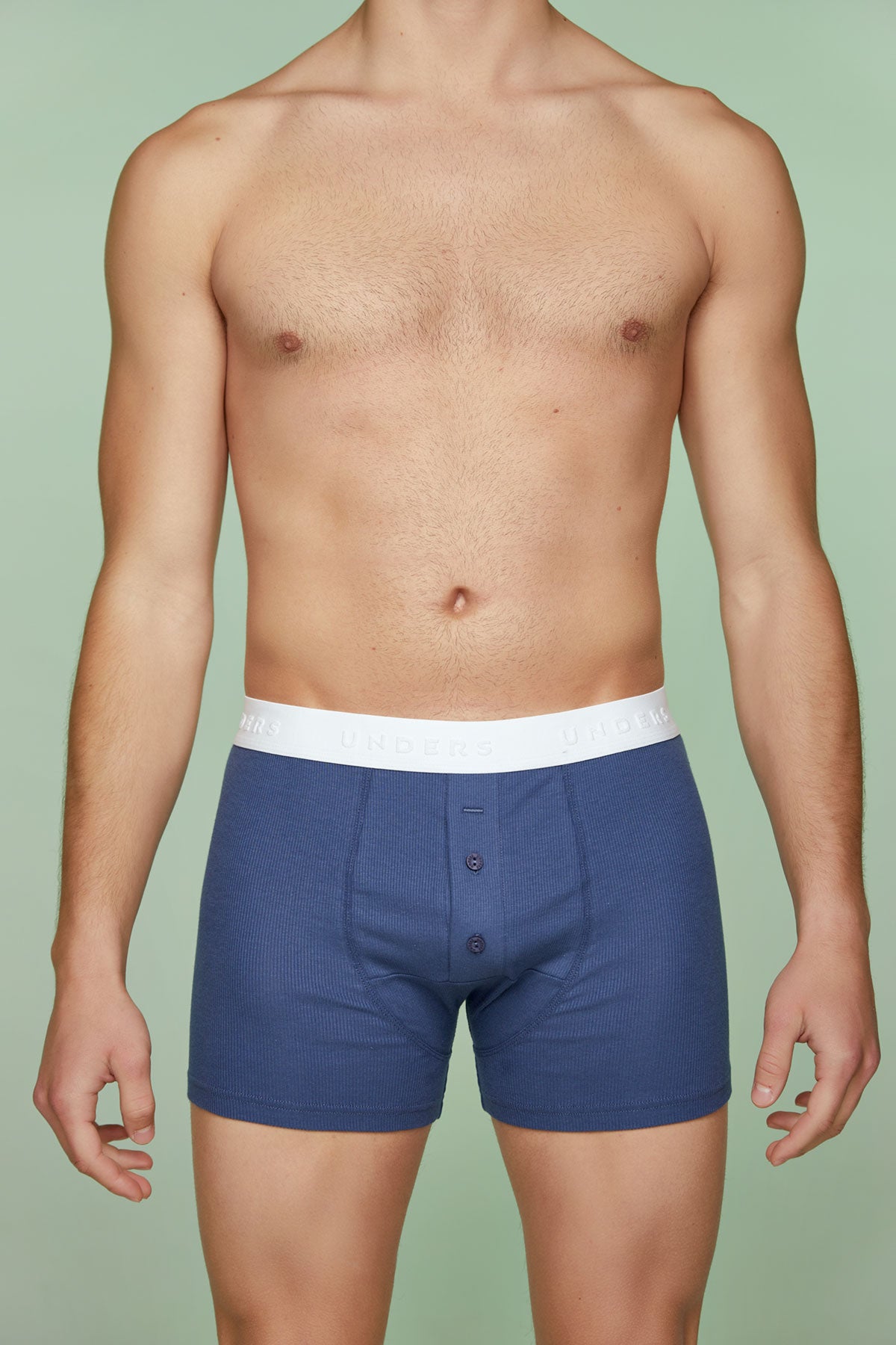 Ribbed Cotton Boxer Briefs with Buttons