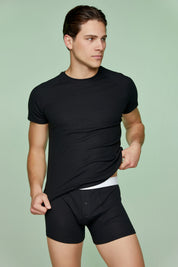 Ribbed Cotton Boxer Briefs with Buttons