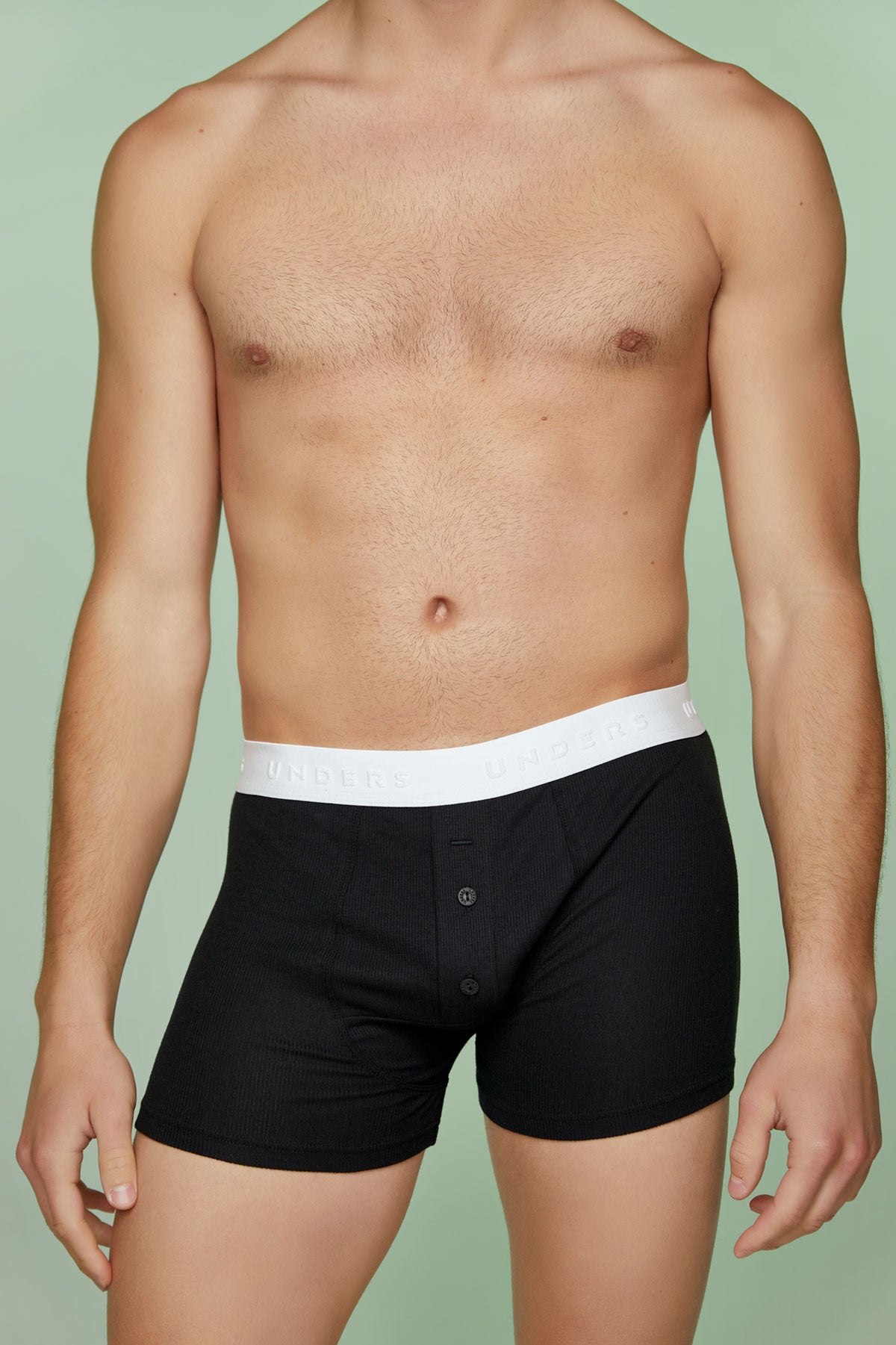 Ribbed Cotton Boxer Briefs with Buttons