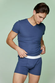 Ribbed Cotton Boxer Briefs Long Leg