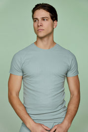 Ribbed Cotton Basic Tee Raglan Short Sleeve Crew neck