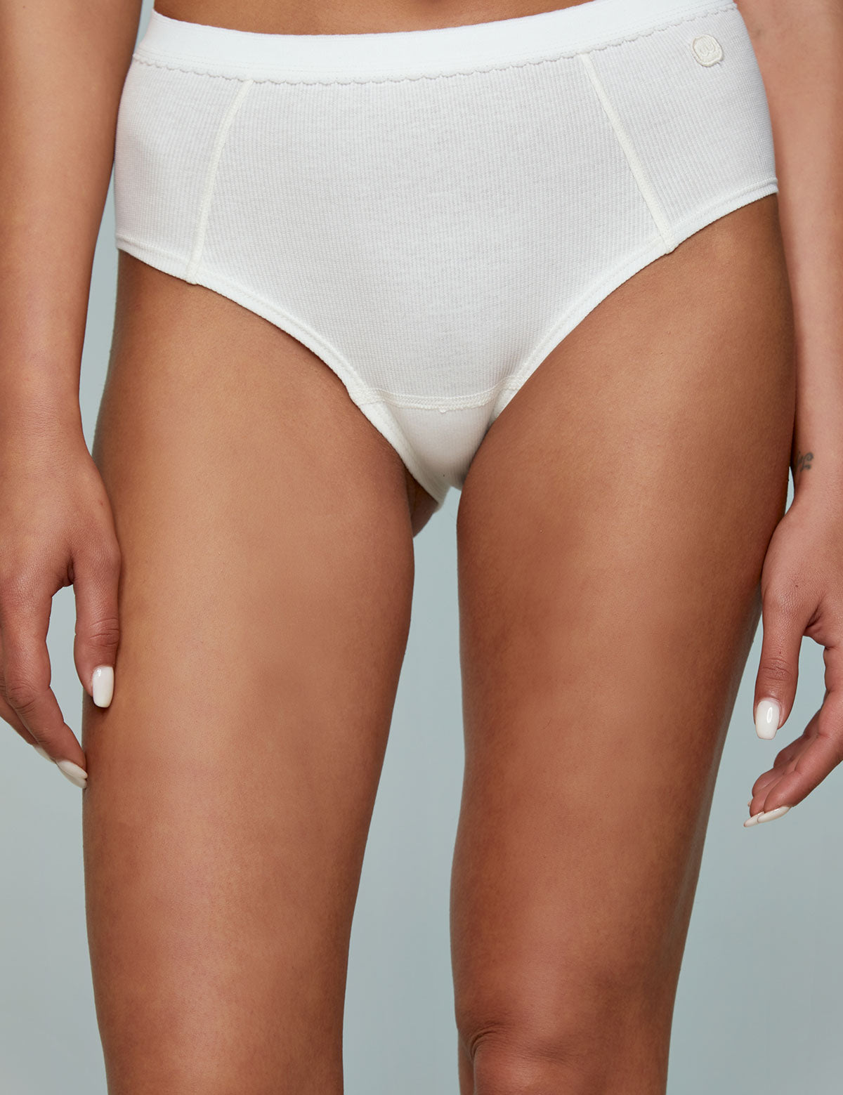 Ribbed Cotton High-waist Briefs